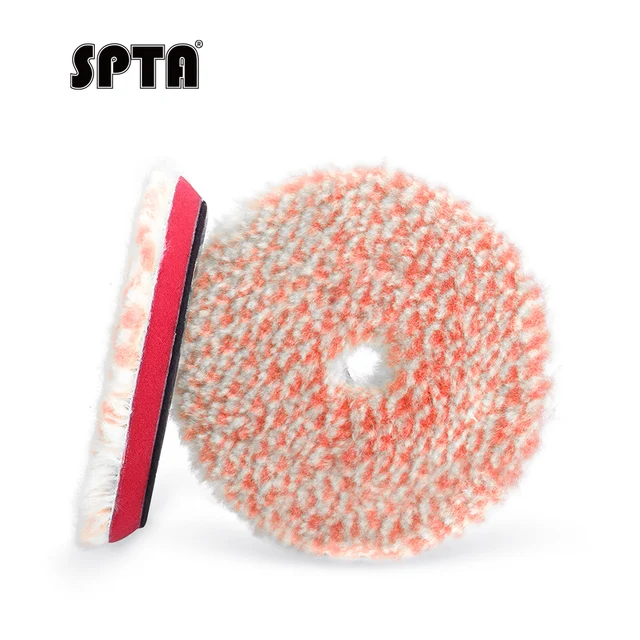 SPTA Wool Buffing Polishing Pad, 3" Coarse Cutting Car Wool Polishing Pads, Premium 100% Wool Cutting Pad For Car Polishing