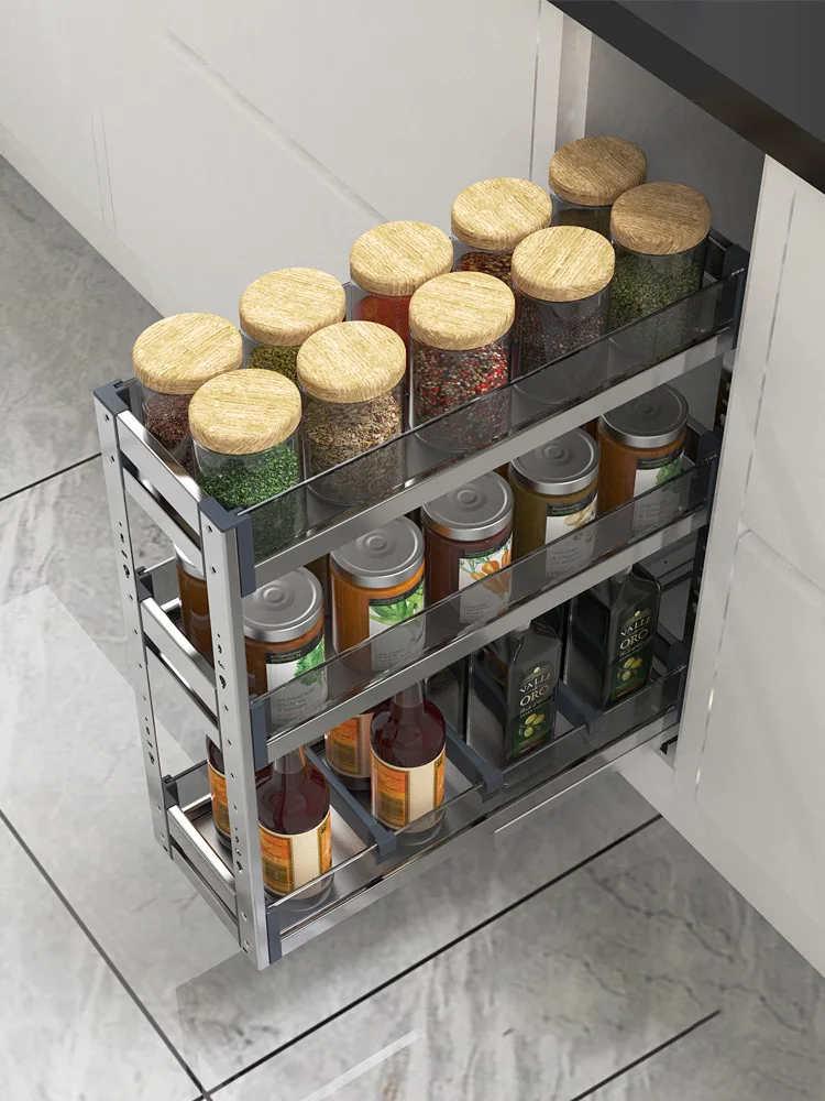 Three-layer Pull Out Sliding Wire Storage Baskets for Kitchen