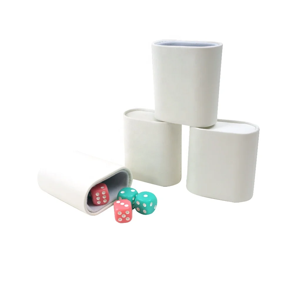 Factory Oem Oval Oblalte Dice Cup Custom logo White High Quality Pu Leather Cups for Backgammon or Board Games