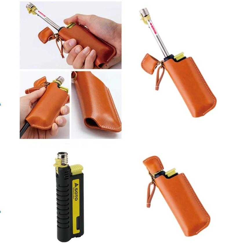 Wholesale Wholesale PU Leather Torch Lighter Sleeve Holder Camping Flame Lighter  Cover Custom Lighter Case for Bic Clipper From m.