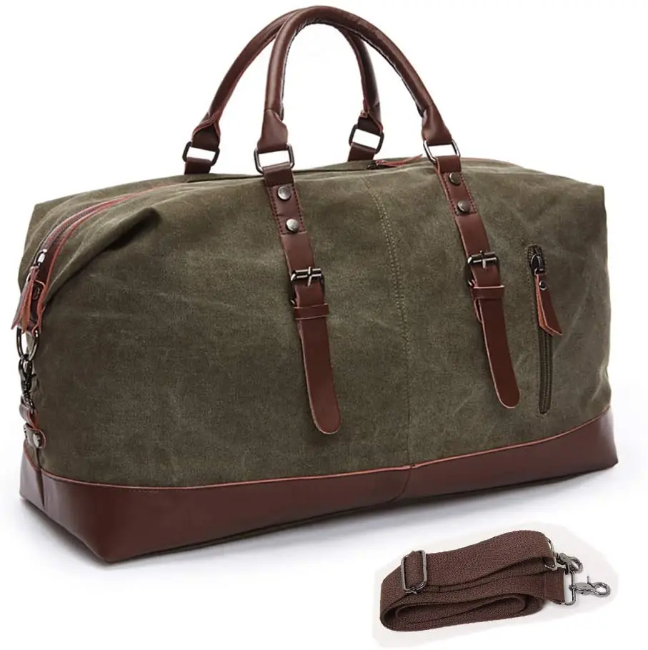 Aizbo Large Canvas Travel Duffel Bag Unisex Brown new with tag 
