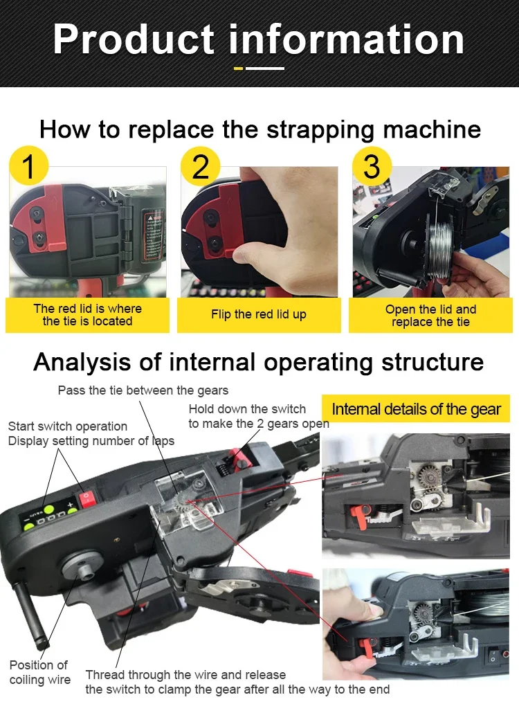 Hot sale RT545 automatic steel strip bundle tying tool 4-45mm tier portable Battery Rebar Tie Gun machine knot iron wire