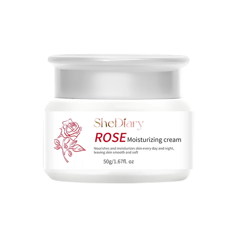 Crema aclaradora humectante de agua de rosas, nube rosa orgánica personalizada, escualano, vitamina C, crema facial hidratante de rosas