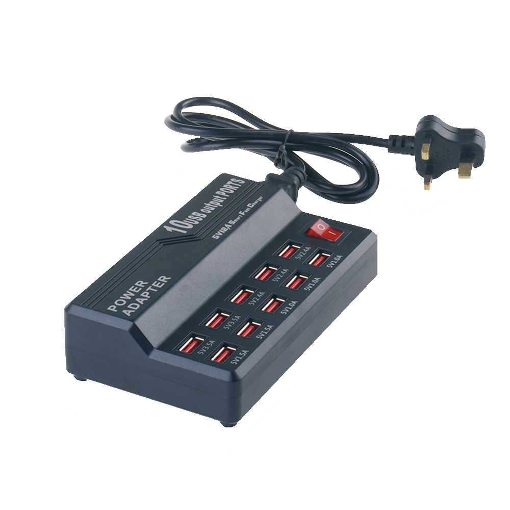 
 10-портовый 60W зарядное usb-устройство многопортовое Зарядное устройство USB док-станция для зарядкой от USB с переключателем  