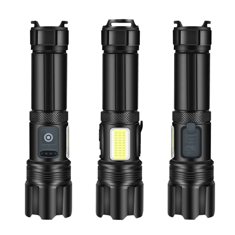 Super Brightness 7 Modes Zoom Rechargeable Electric Detonator Led Flashlight Torch Light Zoomable Long Range