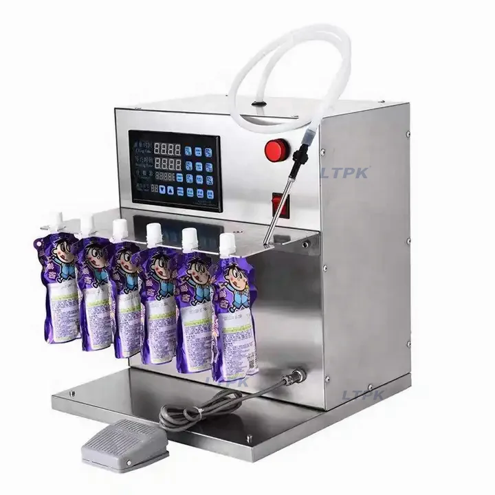 Semi Automatic Coffee Milk Essential Oil Detergent Liquid Water Premade Bag Doypack Spout Pouch Filling Dosing Machine Filler