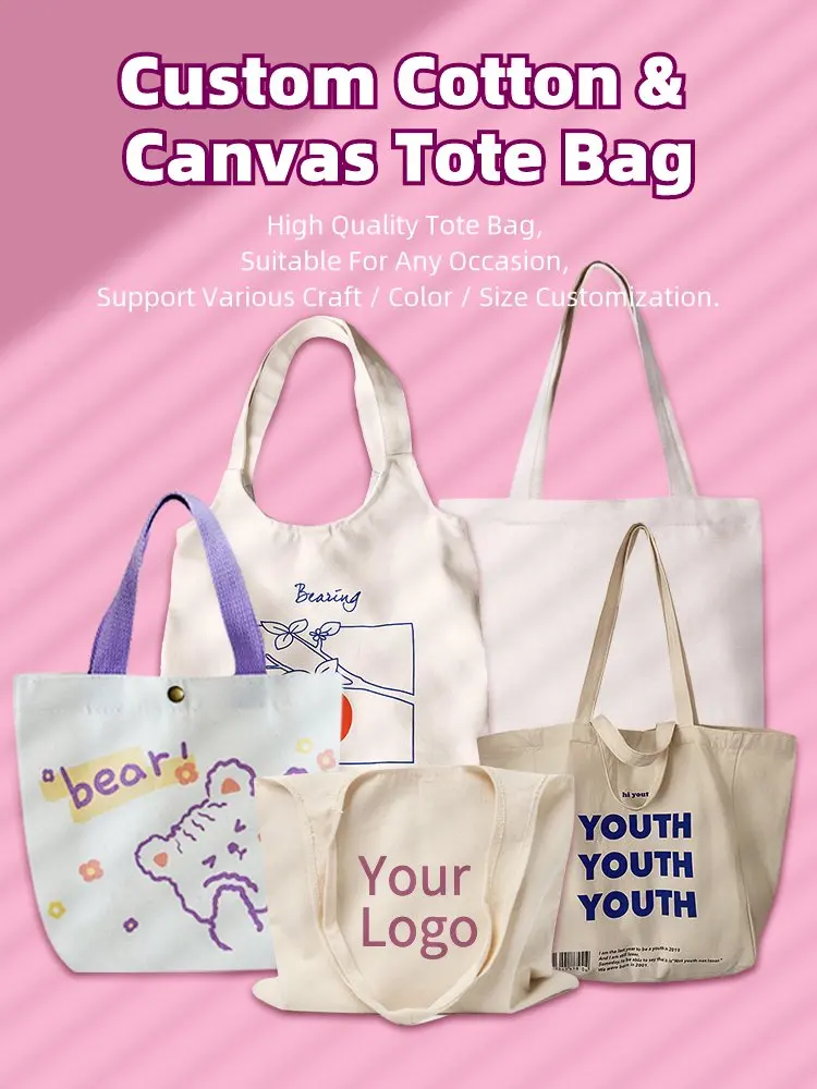 Eco-friendly Recyclable Cotton Tote Bags with Custom Logo