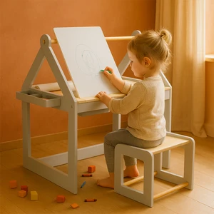 Eduland Montessori Sensory Table Chair Set Toy for Early Learning Wooden Furniture for Daycare Activity Sensory Table