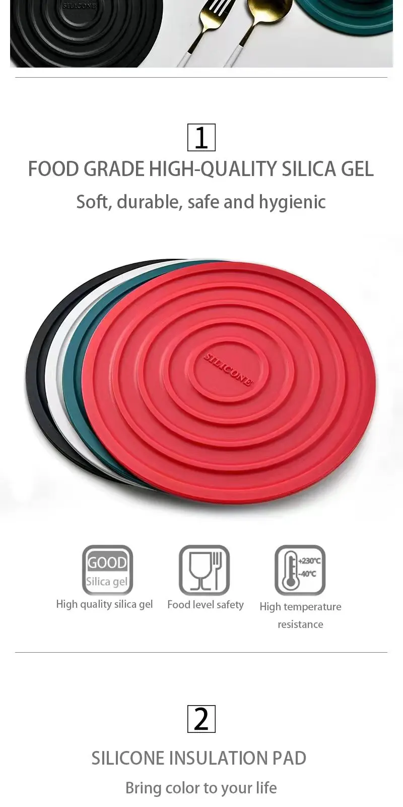 Antiskid Pad Soft Durable Food Grade Silicone Mats For Kitchen Counter