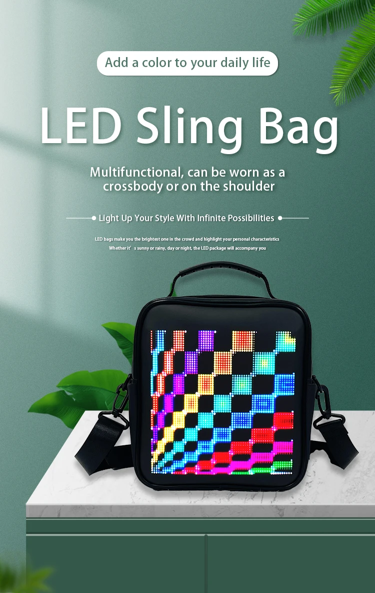 Led Display Single Shoulder Bag Led Light Multifunction Dynamic