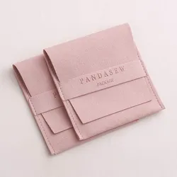 Custom Logo Modern Stylish Envelope Velvet Bag Pink Suede Microfiber Jewelry Pouches
