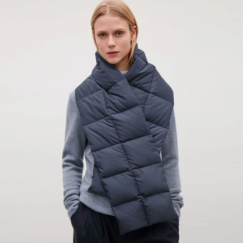 Оптовая продажа уличный водонепроницаемый Женский нейлоновый платок с наполнителем из гусиного пуха теплый шарф мини-одеяло для улицы