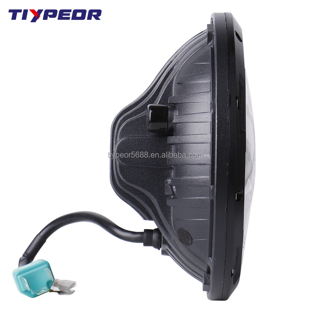 product tiypeor 7 inch 90w led headlight black chrome round with drl turning signal light for jk cj tj hummer for motorcycle-7