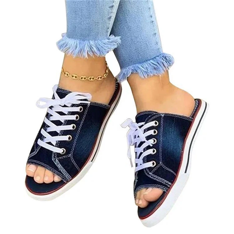 Wholesale 2023 Summer Casual Women's Canvas Shoes Peep Toe Fish Mouth ...