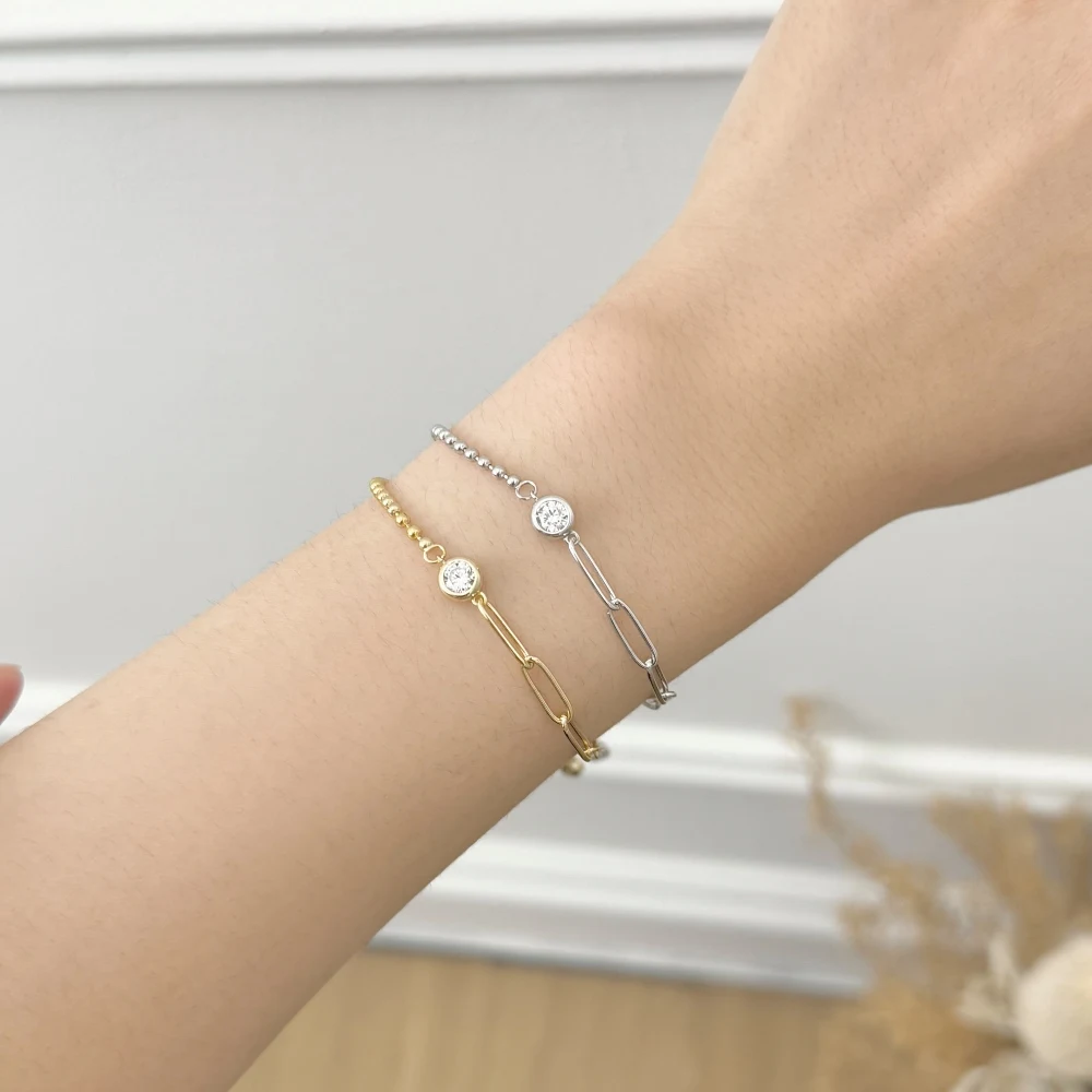 KAKODIY new mixed style jewelry 925 sterling silver bead chain ring 5A zirconia pendant adjustable bracelet detail 5