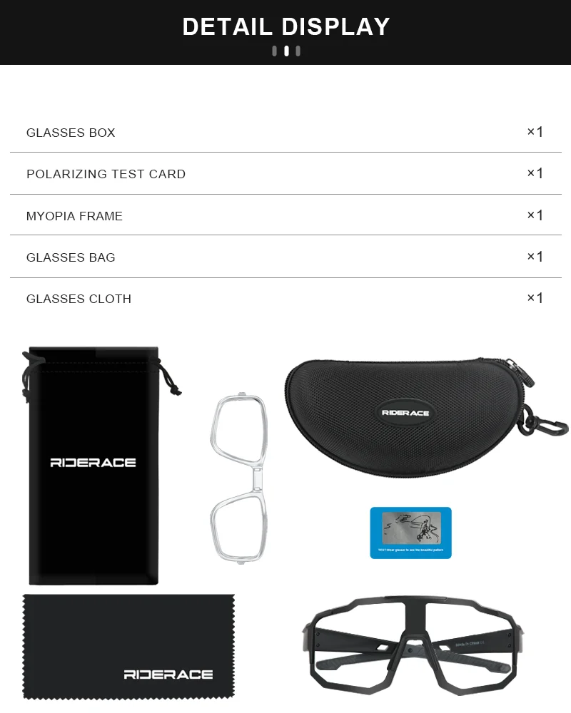 RIDERACE Cycling Glasses UV400 Protection Bicycle Sunglasses Photochromic Polarise Lens Eyewear Outdoor Riding Goggles for Men