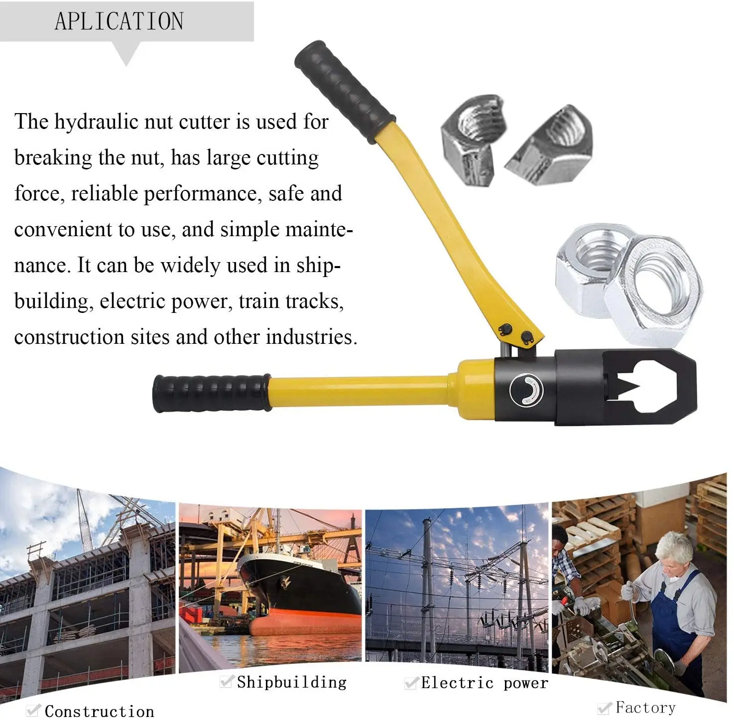 Hydraulic Nut Splitter Breaker Rusty Cutter Tool Nut Separator Cutter