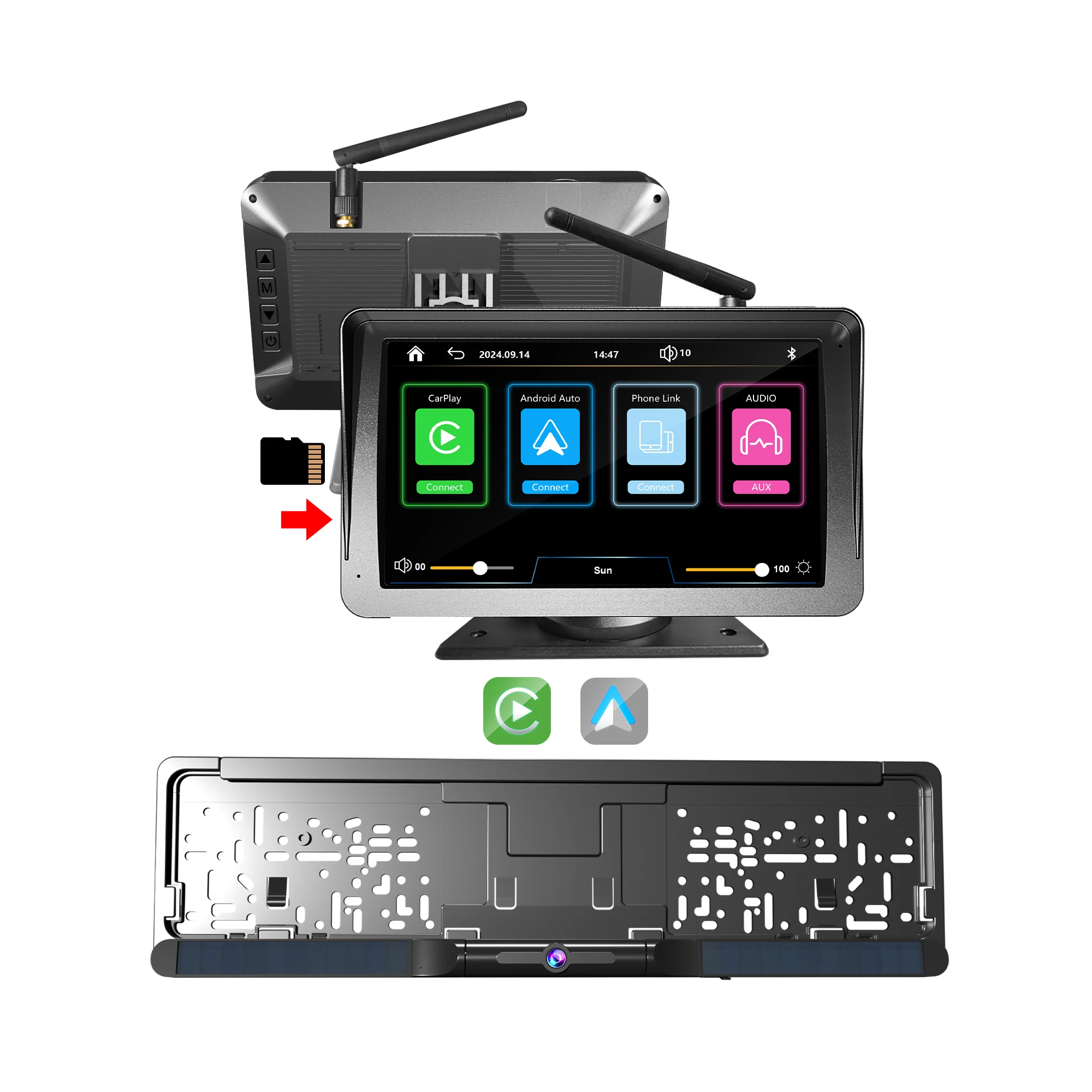 New DIY Wireless 7 Inch Carplay Screen Android Auto Monitor 720P 
