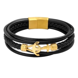 Tizti Fashion Men's Multi-layer Rope Stainless Steel Magnet Buckle Bracelet Round Genuine Braided Leather Bracelet