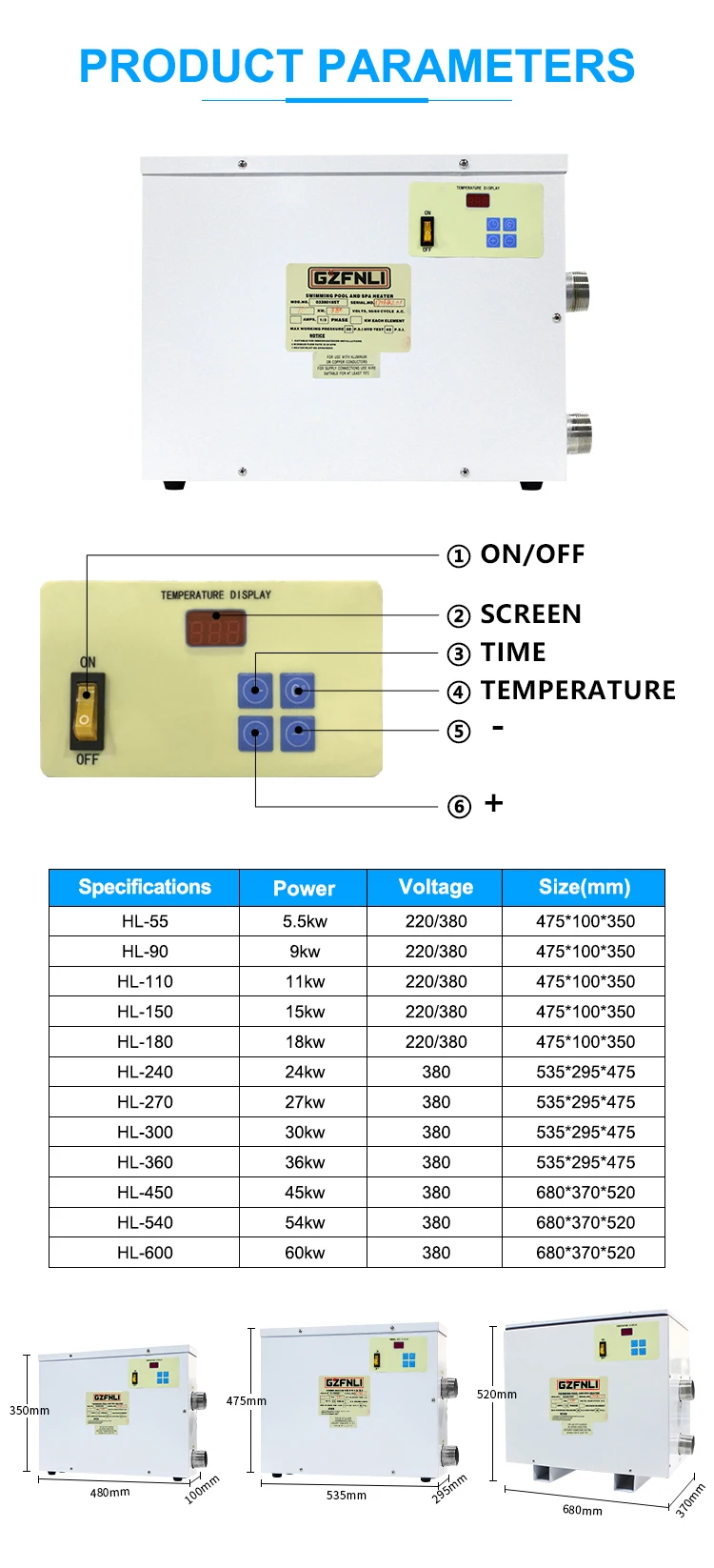 In-ground Swimming Heat Pump, Portable, 5.5-60kw - detail 4