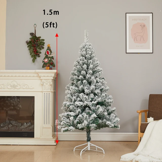 Sevenlots 150cm 5ft Pine Snow Snow Flocked Christmas Tree