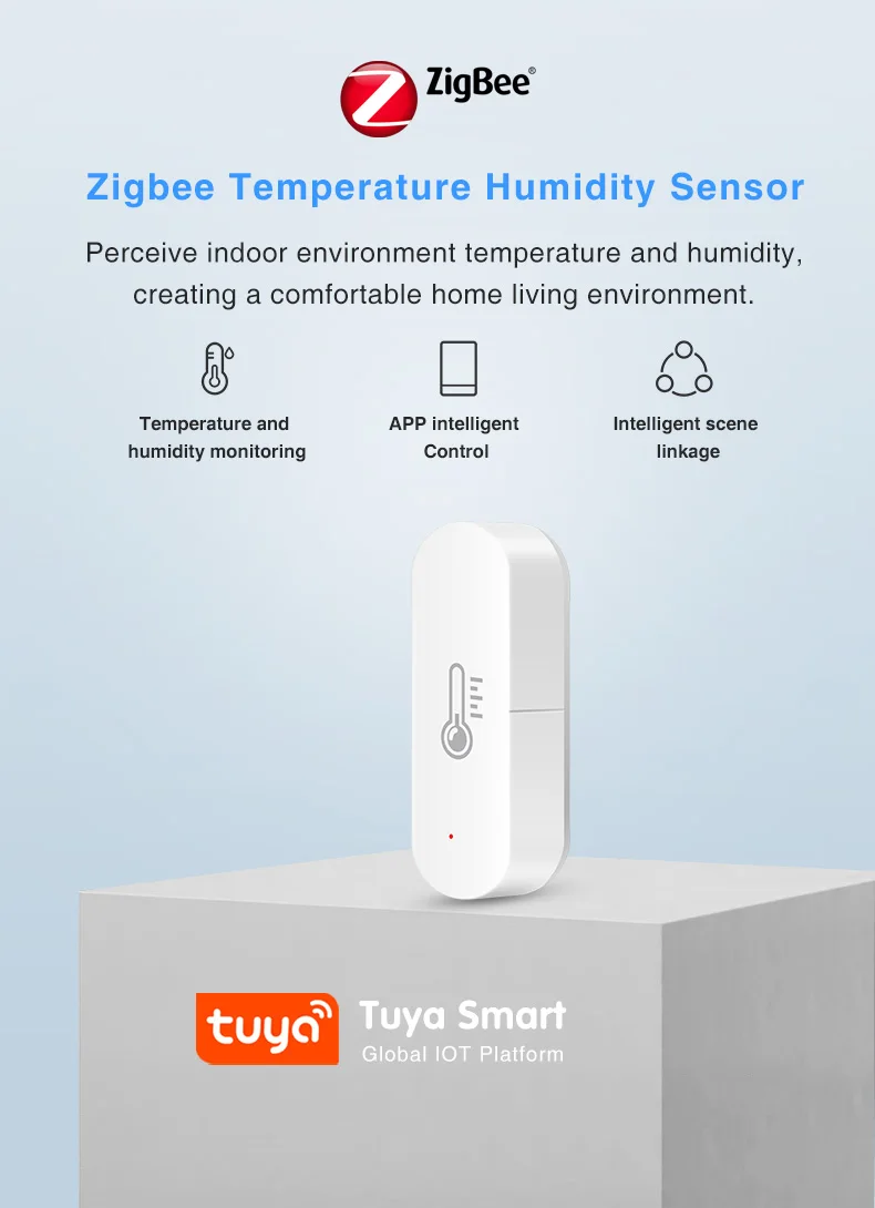 Tuya Zigbee Temperature and Humidity Sensor ioT Supporting Alexa and Google Assistant Smart Home Instruments GR-TH500A