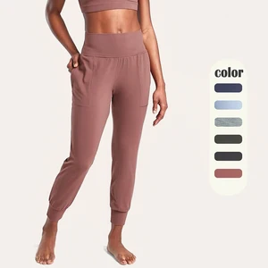 Bamboo Knit High Waist Pant Breathable Soft Fabric Heather Rib Joggers Clothing Workout Yoga Gym Legging