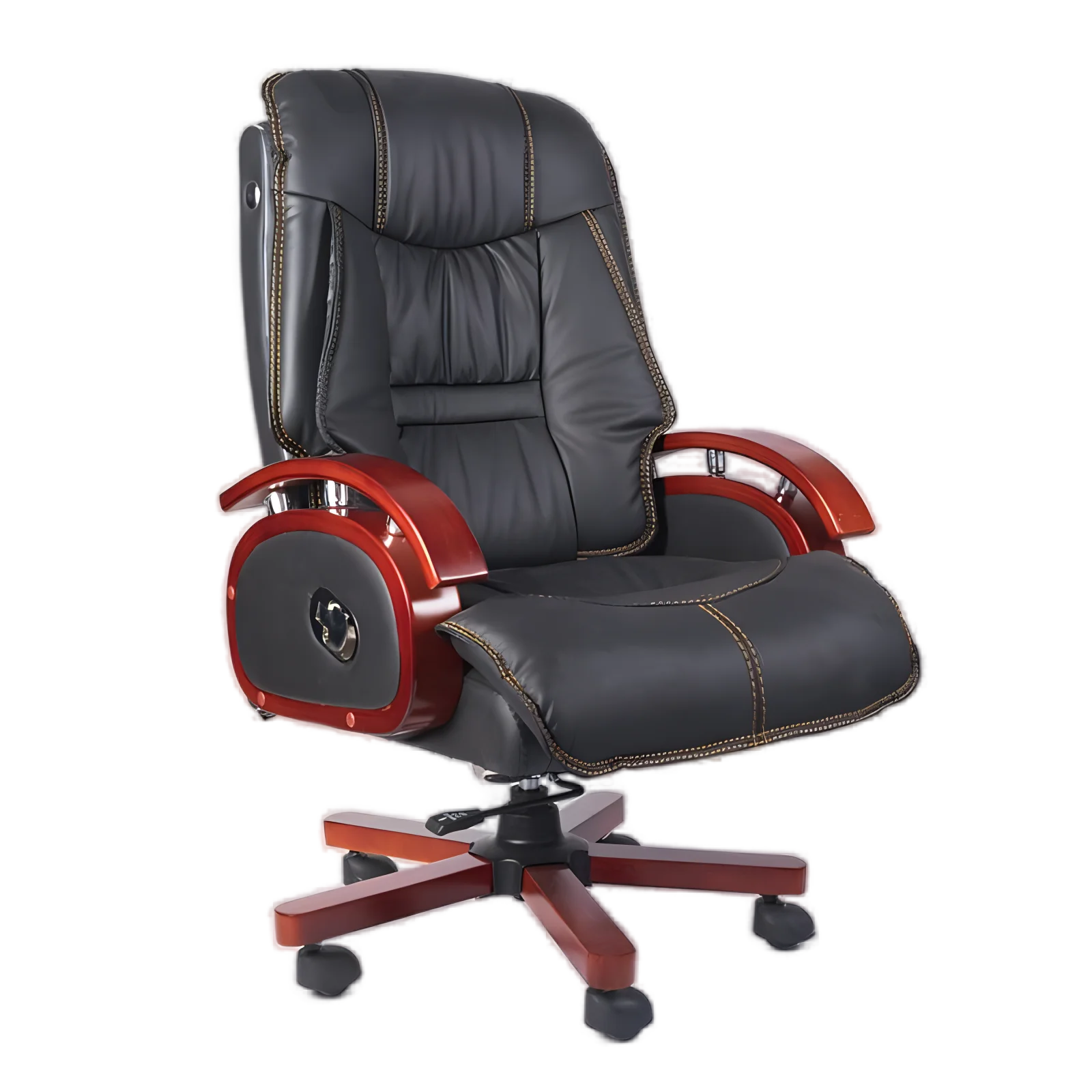 Office Executive Leather Wooden Modern Seat Computer Manager Swivel Pu Chairs Luxury Furniture Set Customization Wholesale