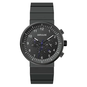 Minimal Sapphire Glass Lens 50 Meters Water Resistant Deployment Clasp Quartz Chronograph Watches