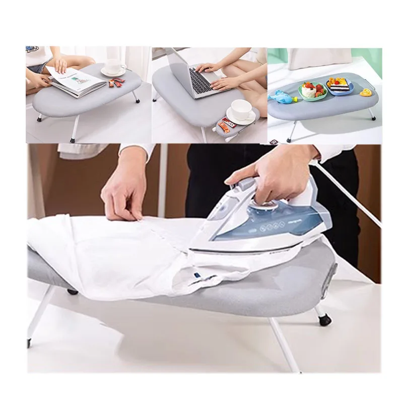 Mini Portable Foldable Folding Small Ironing Board Table Desk with Iron Holder