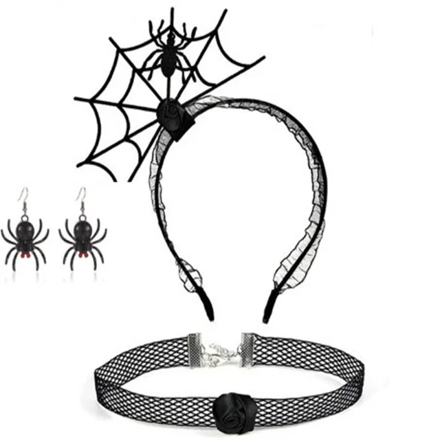 HOWAF Bandeau Halloween Toile D'araignée Bandeau Halloween Collier Halloween Tatouage Araignée Halloween Tatouages Temporaires Halloween Toile Araignée Costume Pour Femme Filles Accessoire Halloween