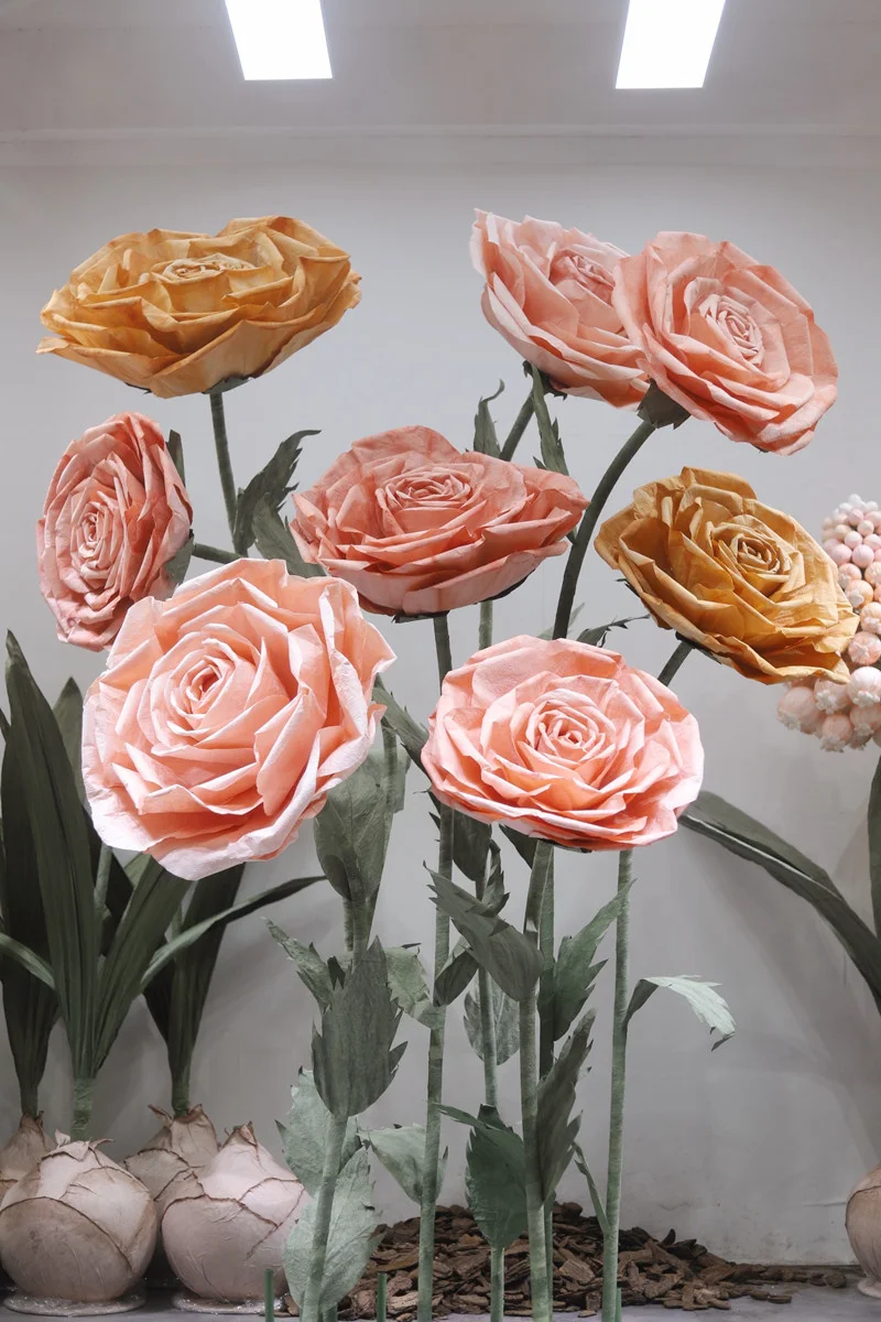 Set 17 Pezzi Fiori Di Carta Giganti E Ventagli - Decorazioni Per Battesimi, Compleanni, Matrimoni, Colore Verde E Oro