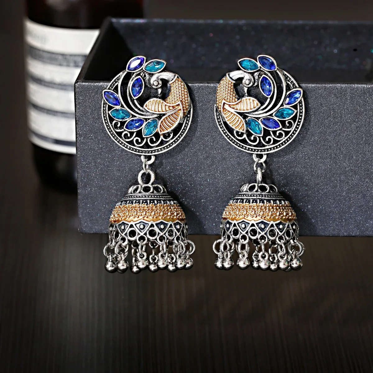 dark blue jhumkas