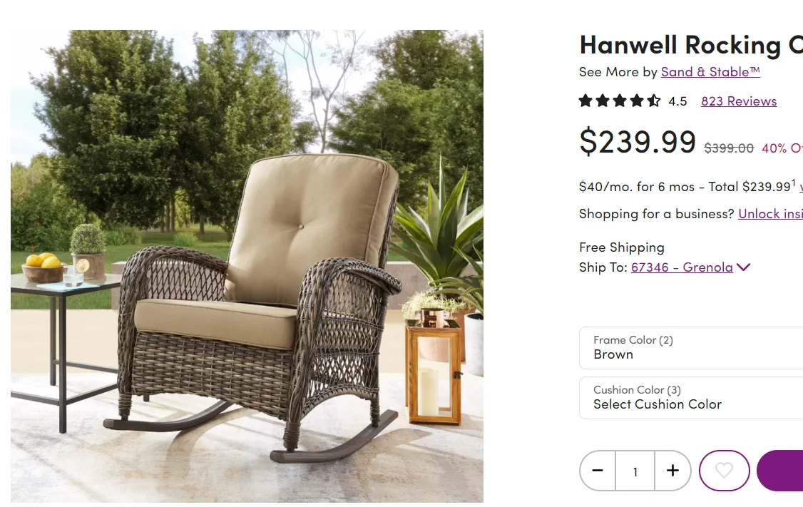 hanwell rocking chair with cushions