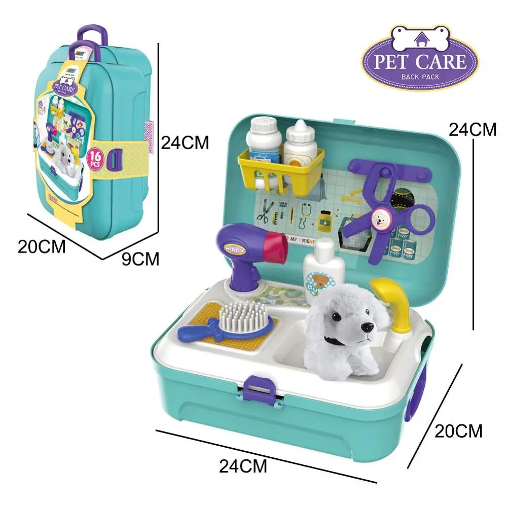 Набор для ухода за домашними животными, набор для ухода за детьми, кормления и ветеринара, игрушки с рюкзаком | Обучающая игрушка для детей из 16 предметов | Инструменты для приготовления пищи, игрушки