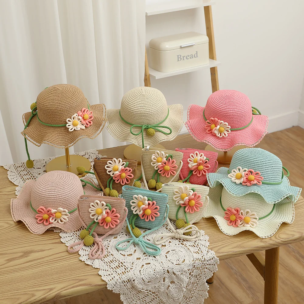 Summer Children Cute Flower Decoration Sun Fisherman Straw Hat