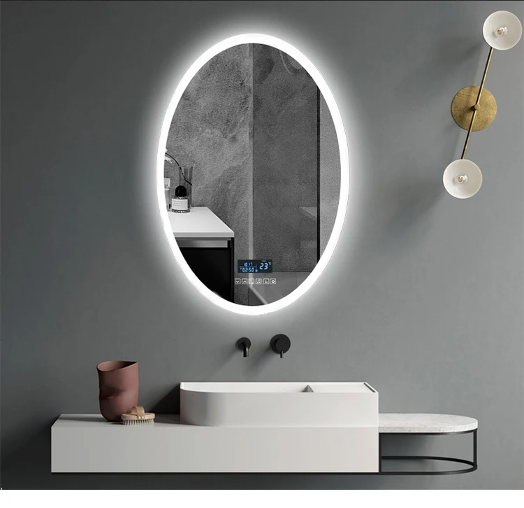 Modern Bath Anti Fog Oval Led Shower Mirror Intelligent Wall Sensor ...