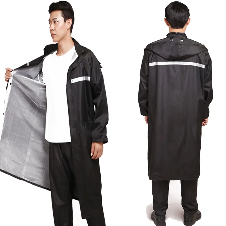 High Quality Polyester Pongee Packable Rain Jacket Waterproof Poncho Motorcycle Reflective