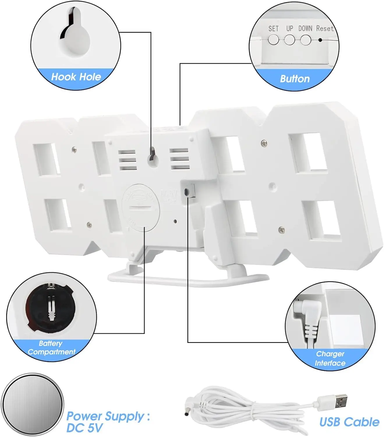 3D Digital Alarm Clock Automatic Dimming LED Wall Clock Color Light Desktop Alarm Clock