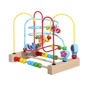 Hot Sale Baby  Labyrinth Bead Mini Wire Roller Puzzle Smart IQ Counting Frames Educational Maze Game Circle Bead Wooden Toys