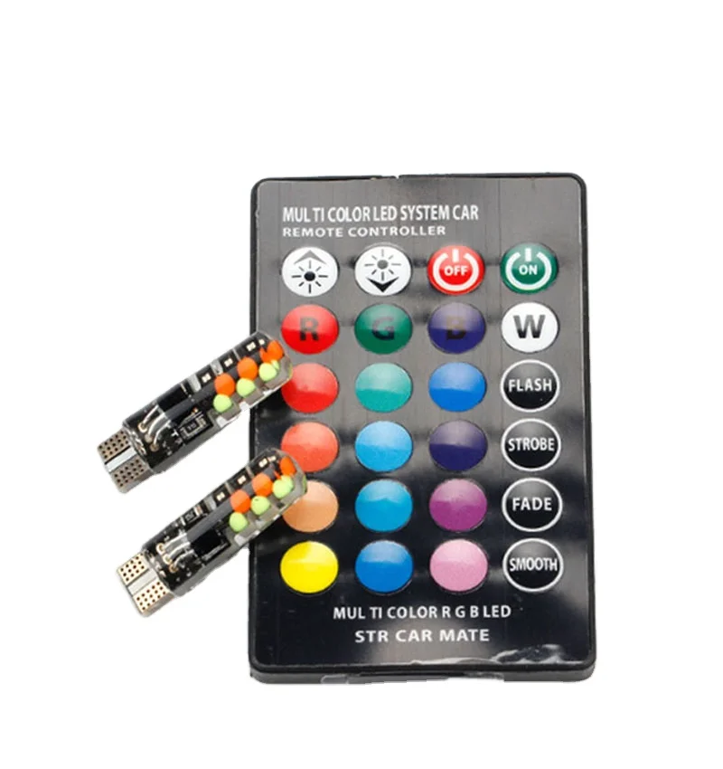Car Led Light Bulb Dimmable Color 6w Decorative Remote Rgb with Battery