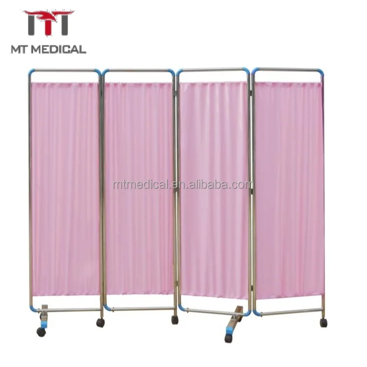 Mt Medical 4panel Foldable Hospital Bed Side Screen Hospital Privacy