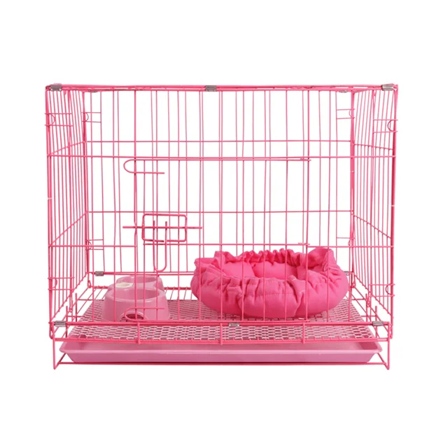 Large Size Folding Dog Cage with Encrypted Iron Wire Bold Angle Design Solid Pattern Breathable Feature
