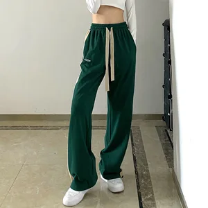 Women's Custom High Waist Drawstring Pants Organic Breathable Sweatpants with Flat Front Style for Winter
