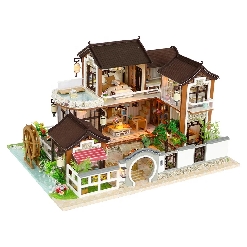 Best Price Christmas Chinese Style Diy Mini Doll House For Retailer With  Colorful Light - Buy Unfinished Wood Miniatures,Wooden Miniature  Dollhouses,Wooden Diy Doll House Product on 