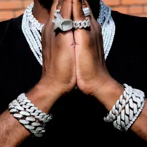 Top Quality Pass Diamond Tester Vvs Moissanite Jewelry Sets Custom Cuban Link Chain Necklace Bracelets