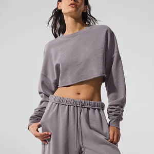 Autumn Style Women Running Loose Long Sleeve Active Wear Round Neck Sweatshirt T-shirt Workout Yoga Fitness Gym Top