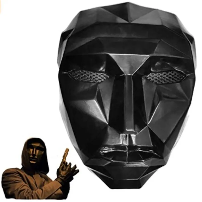 2021 Корейская ТВ-серия лидер солдат игра кальмар маска ПВХ костюм Мужская маска для лица Vip косплей игра кальмар маска на Хэллоуин
