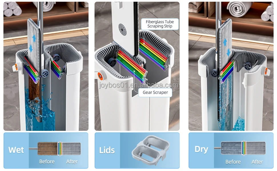 Joybos Flat Floor Mop And Bucket Set Separates Dirty And Clean Water
