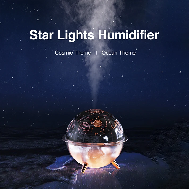 New Creative Ultrasonic Cool Mist Humidifier Bedroom Home Starry Sky Projection Lamp Humidifier With Night Light